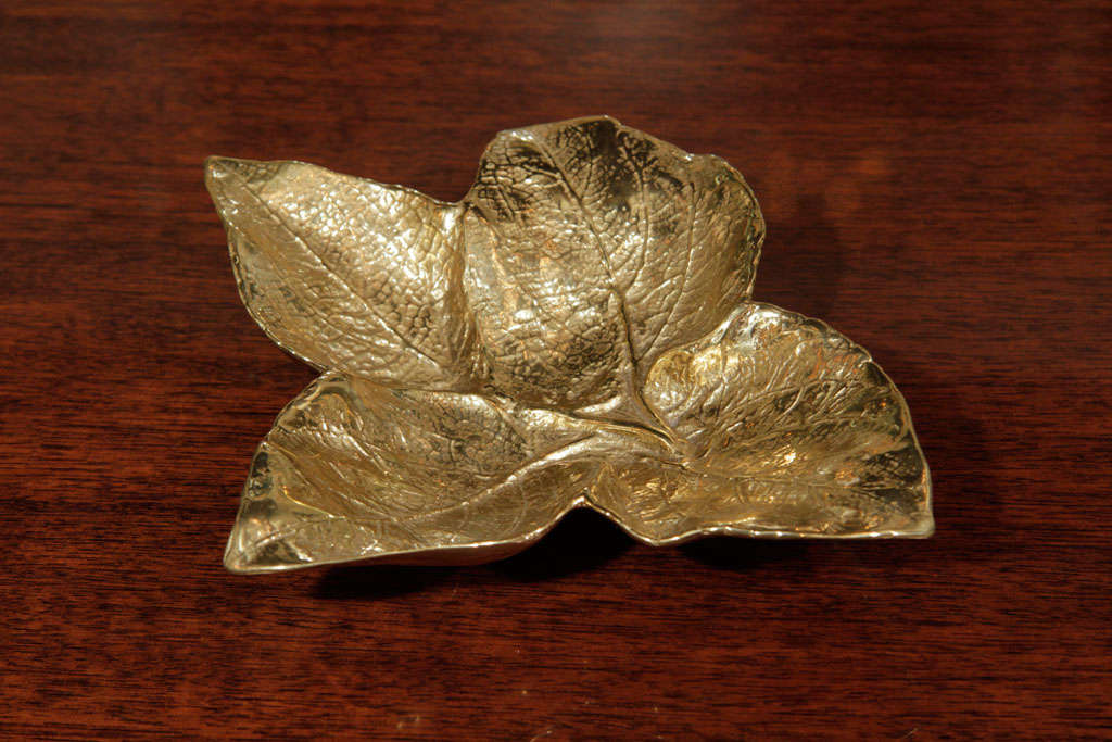 Rare Solid Brass Coleus Calavo Leaf Dish 1